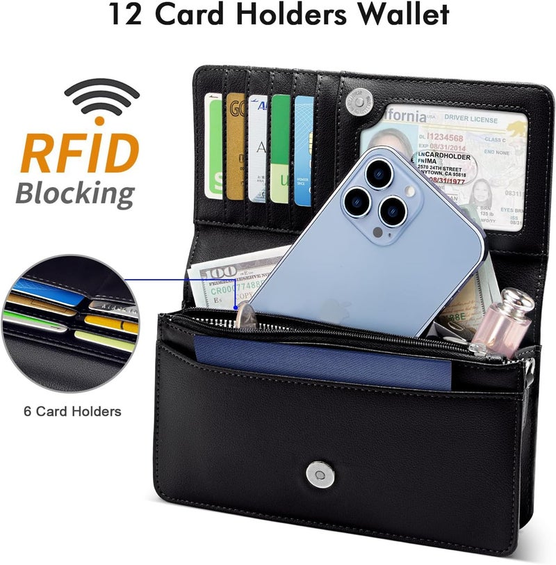 Nuoku Crossbody Bag for Women Cellphone Little Purse with Credit Card Slots Lightweight Leather Wristlet Wallet | Cellphone, Little Purse, Lightweight - Image 2
